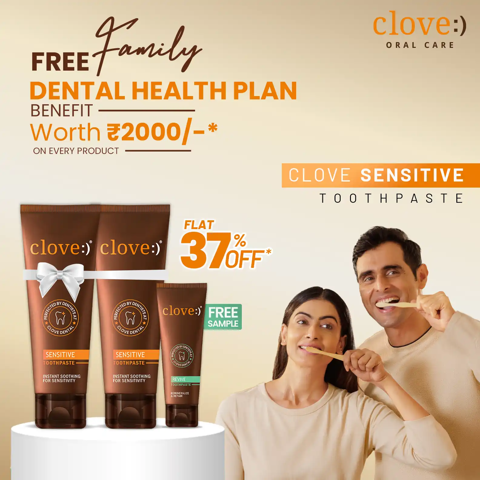 Buy Clove Sensitive Toothpaste (Pack of 2) & Get Free 40gm Revive Sample