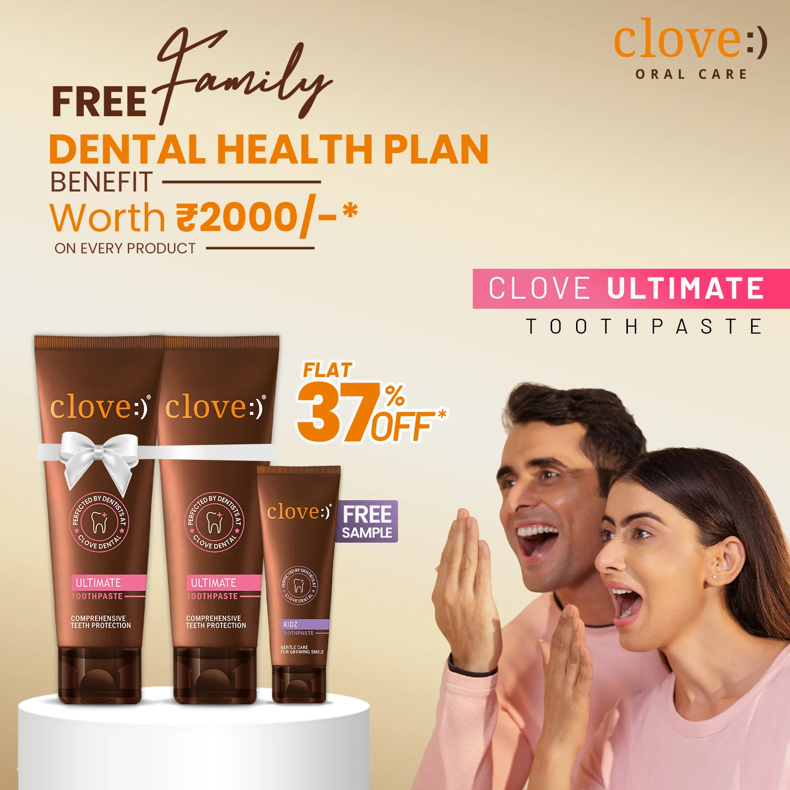Buy Clove Ultimate Toothpaste (Pack of 2) & Get Free 40gm Kidz Sample